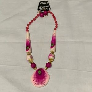 Pretty Pink Necklace with Earring
